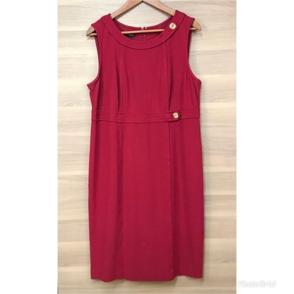 Talbots Red Sleeveless‎ Shift Dress Belt Detail - Picture 1 of 5